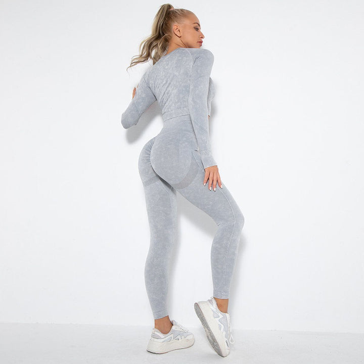 Airy Feather Yoga Ensemble - Stylish Leggings & Top Combo