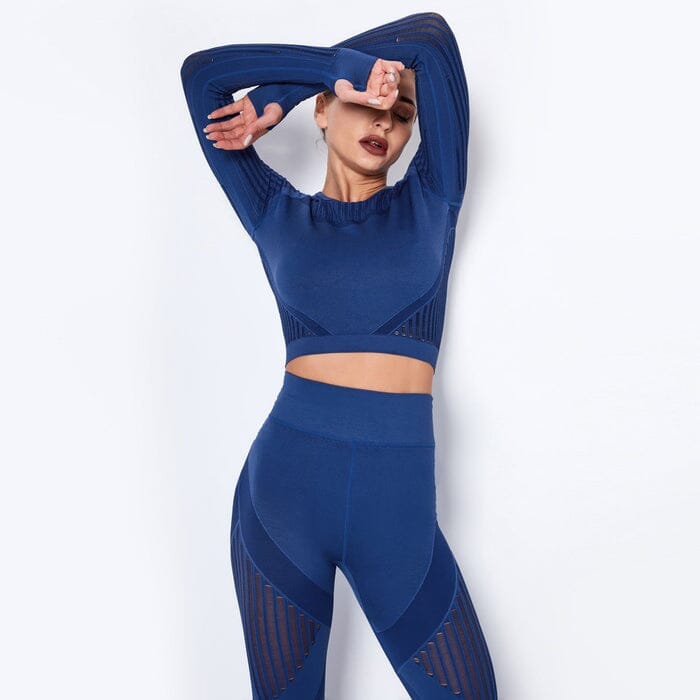 Elevate Your Workout with Our Stylish Mesh Seamless Leggings and Top Set