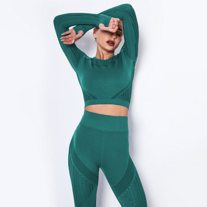 Elevate Your Workout with Our Stylish Mesh Seamless Leggings and Top Set