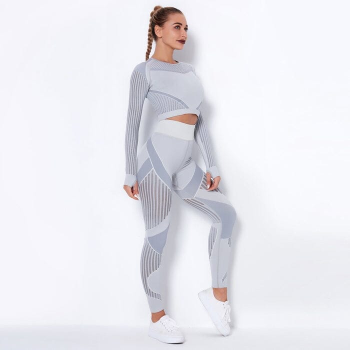 Elevate Your Workout with Our Stylish Mesh Seamless Leggings and Top Set