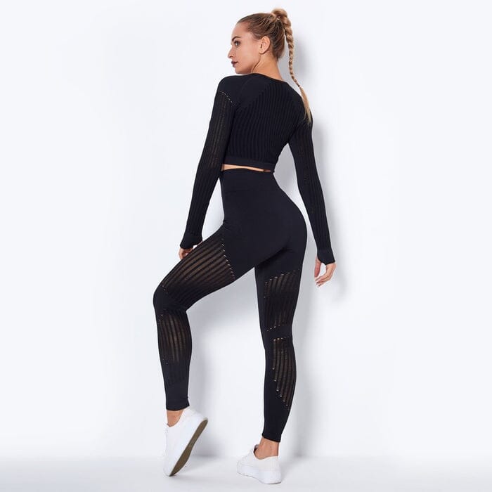 Elevate Your Workout with Our Stylish Mesh Seamless Leggings and Top Set