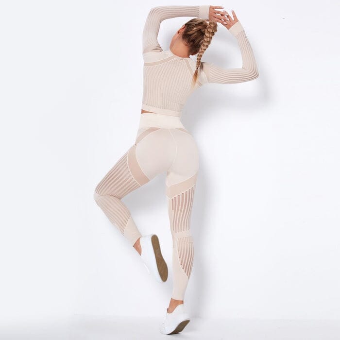 Elevate Your Workout with Our Stylish Mesh Seamless Leggings and Top Set