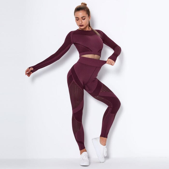 Elevate Your Workout with Our Stylish Mesh Seamless Leggings and Top Set