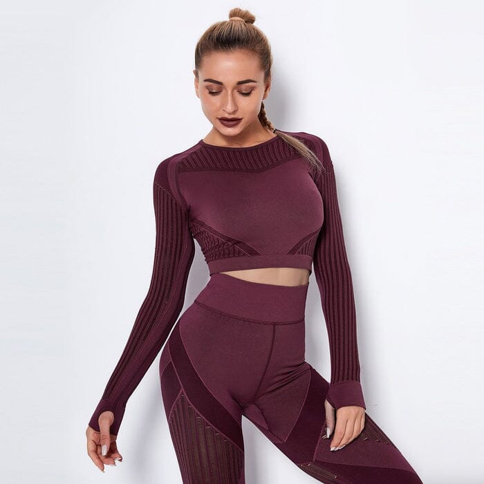 Elevate Your Workout with Our Stylish Mesh Seamless Leggings and Top Set