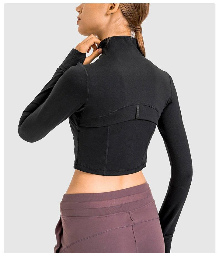 Stylish Zippered Crop Top for Active Runs