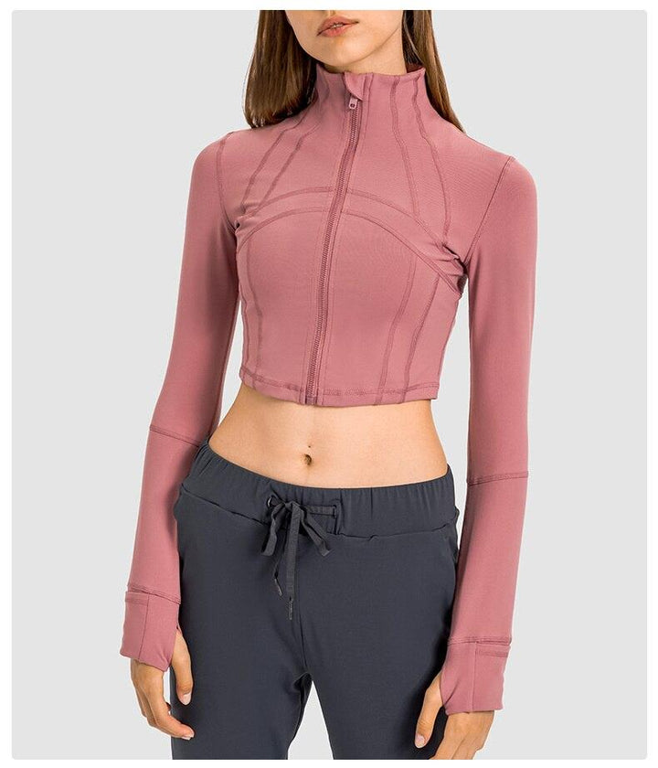 Stylish Zippered Crop Top for Active Runs