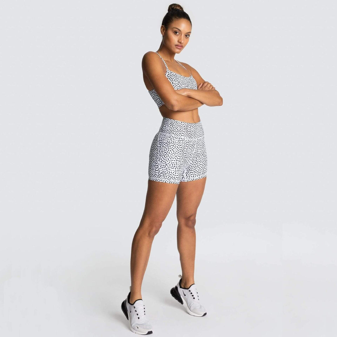 Chic Speckle Gym Set - Stylish Tops & Shorts Combo