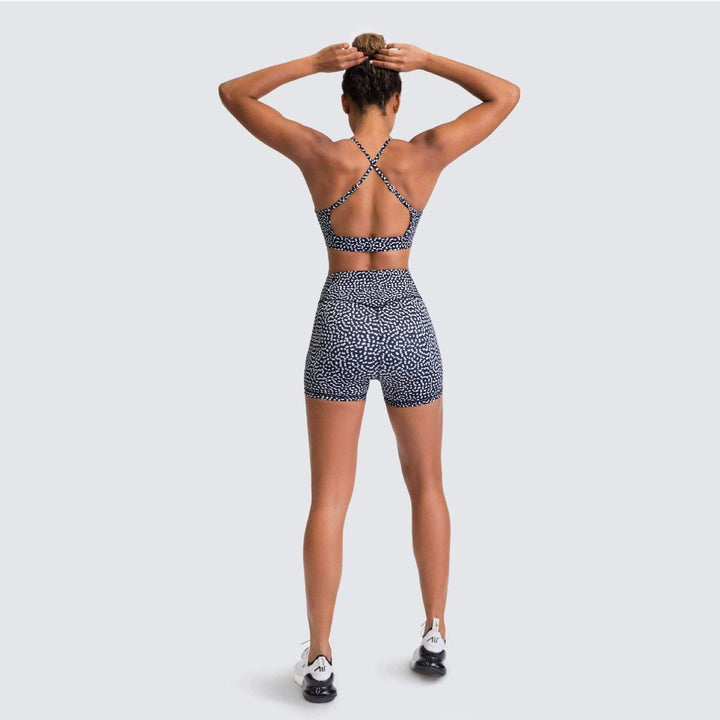 Chic Speckle Gym Set - Stylish Tops & Shorts Combo