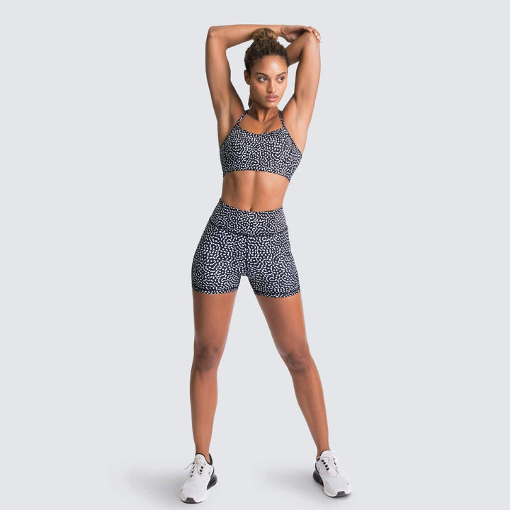 Chic Speckle Gym Set - Stylish Tops & Shorts Combo