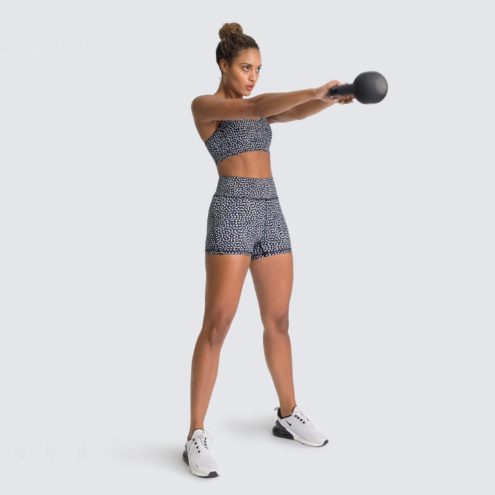 Chic Speckle Gym Set - Stylish Tops & Shorts Combo