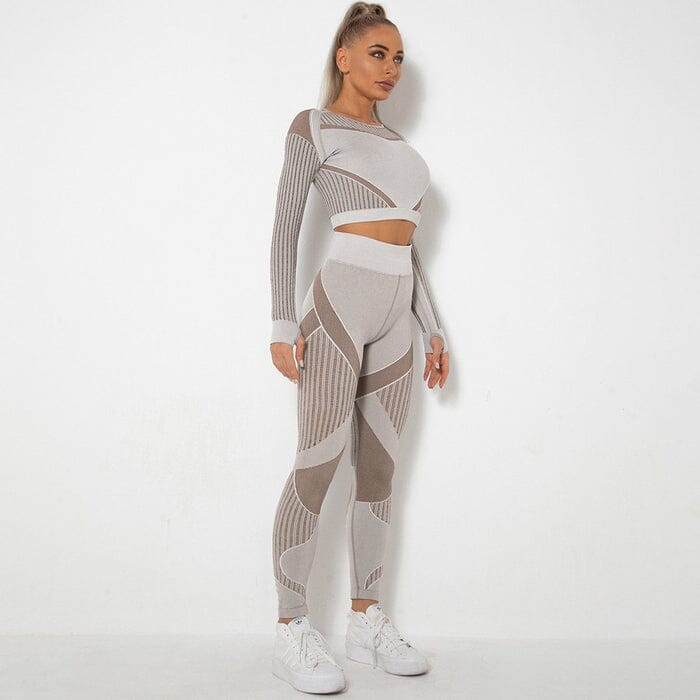 Elevate Your Workout with Our Stylish Mesh Seamless Leggings and Top Set
