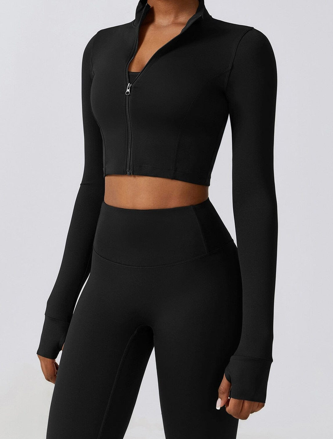 Chic Three-Piece Coat Ensemble - Stylish Leggings & Top Combo