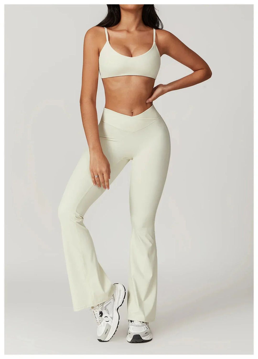 Elevate Your Workout with the Active Wanders Flared Gym Set - Stylish Leggings & Bra Combo!