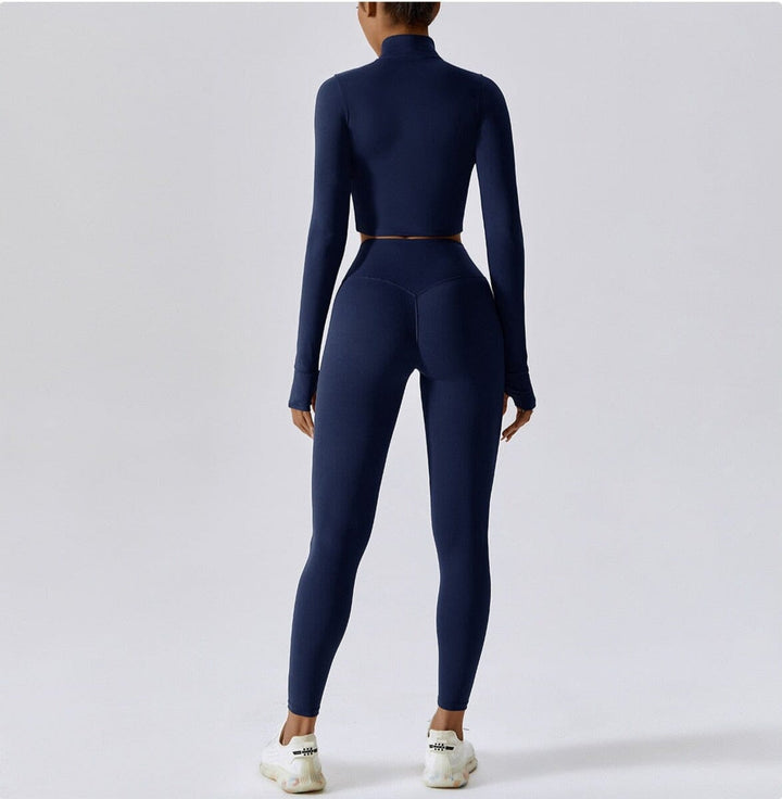 Elevate Your Workout: Power Scrunch Trio Set - Stylish Leggings, Chic Top & Cozy Jacket