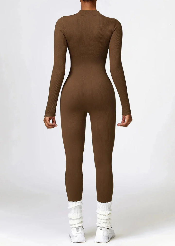Serenity Blend Ribbed Zip-Up Jumpsuit