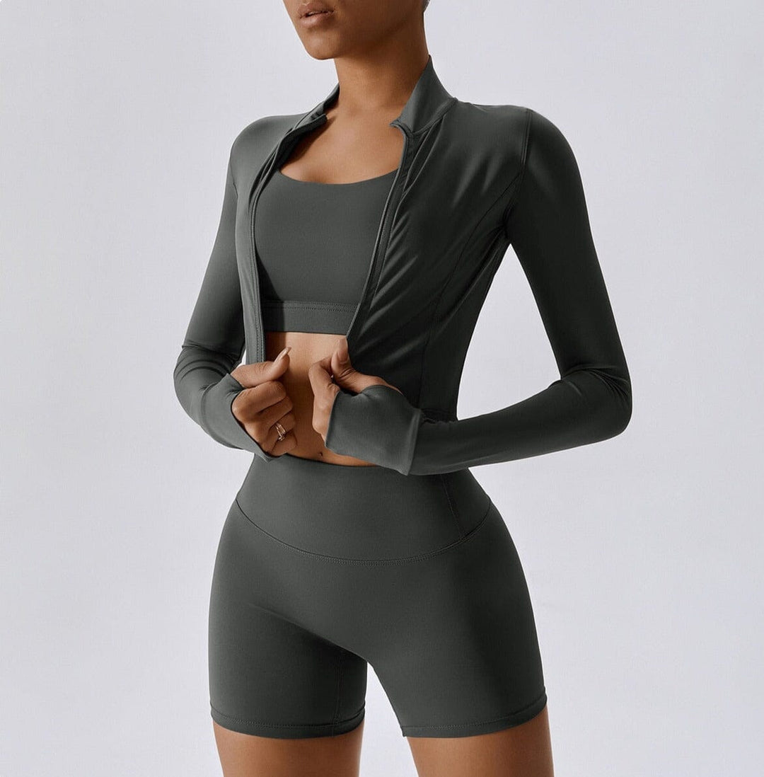 Ultimate Power Scrunch Set - Stylish Shorts, Chic Top & Trendy Jacket