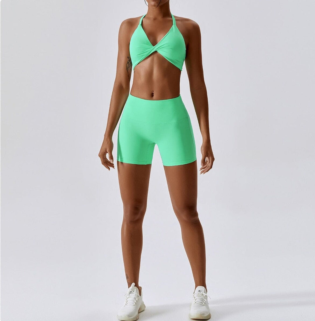 Elevate Your Practice with the Crest Yoga Ensemble: Stylish Shorts & Top Set