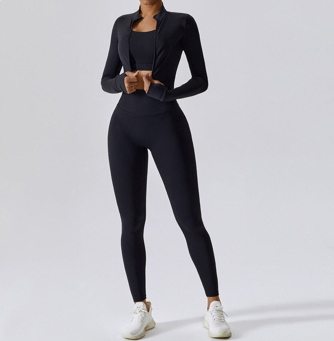 Ultimate Power Scrunch Set - Stylish Leggings, Chic Top & Trendy Jacket