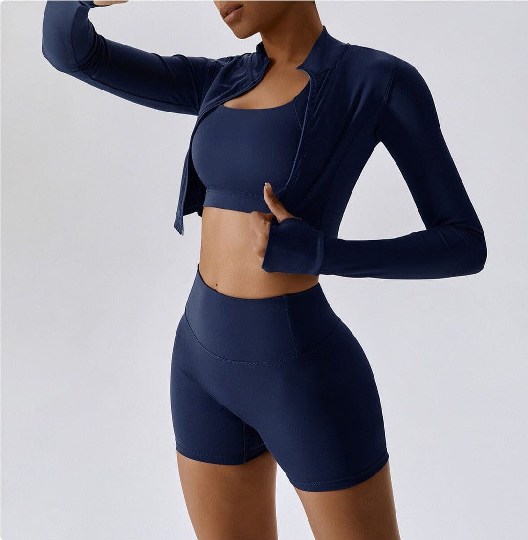 Ultimate Power Scrunch Set - Stylish Shorts, Chic Top & Trendy Jacket