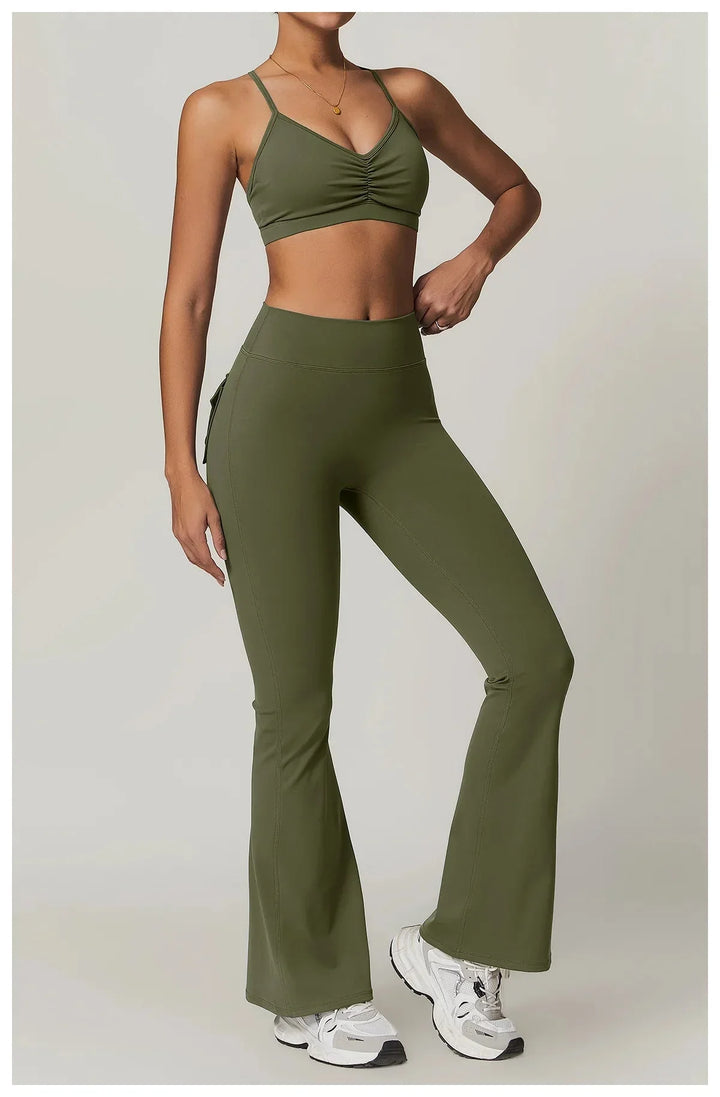 Stylish League Flared Pocket Leggings for Ultimate Comfort and Versatility