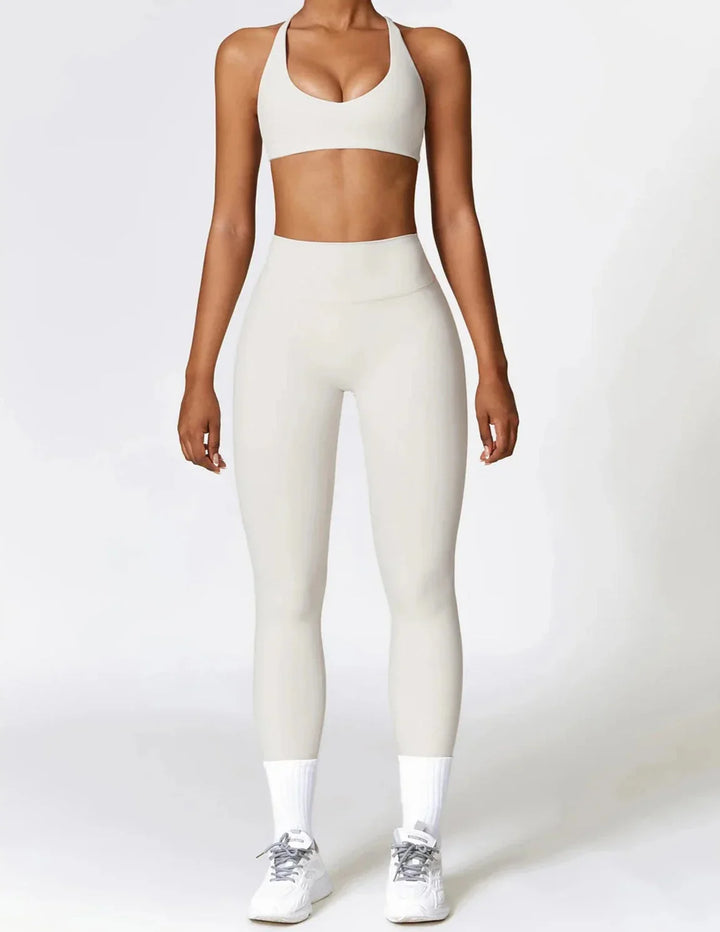 Enchanting Cross Back Activewear Set - Stylish Leggings & Top Combo