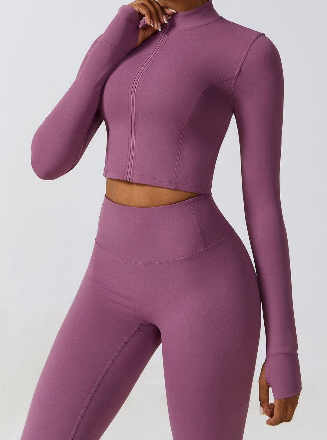 Chic Three-Piece Coat Ensemble - Stylish Leggings & Top Combo