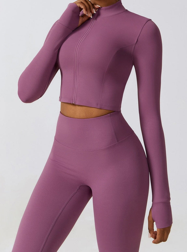 Chic Three-Piece Coat Ensemble - Stylish Leggings & Top Combo