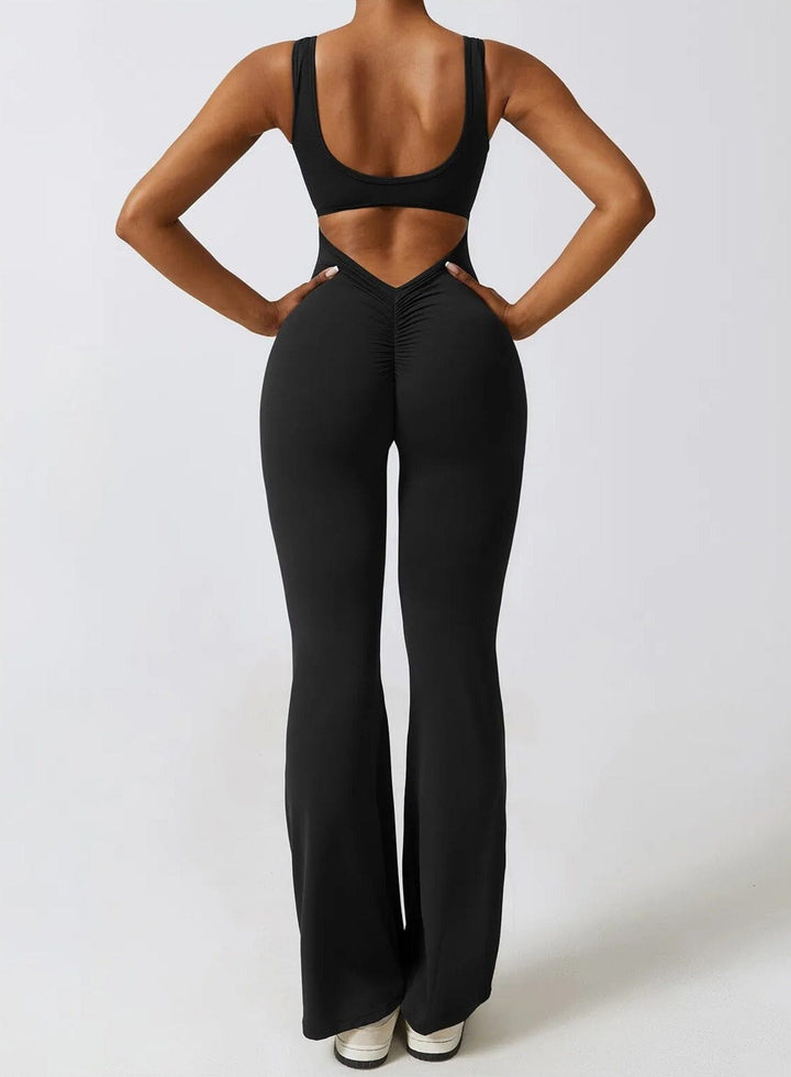 Elegant Hollow Back Jumpsuit with Stunning Imprint Design