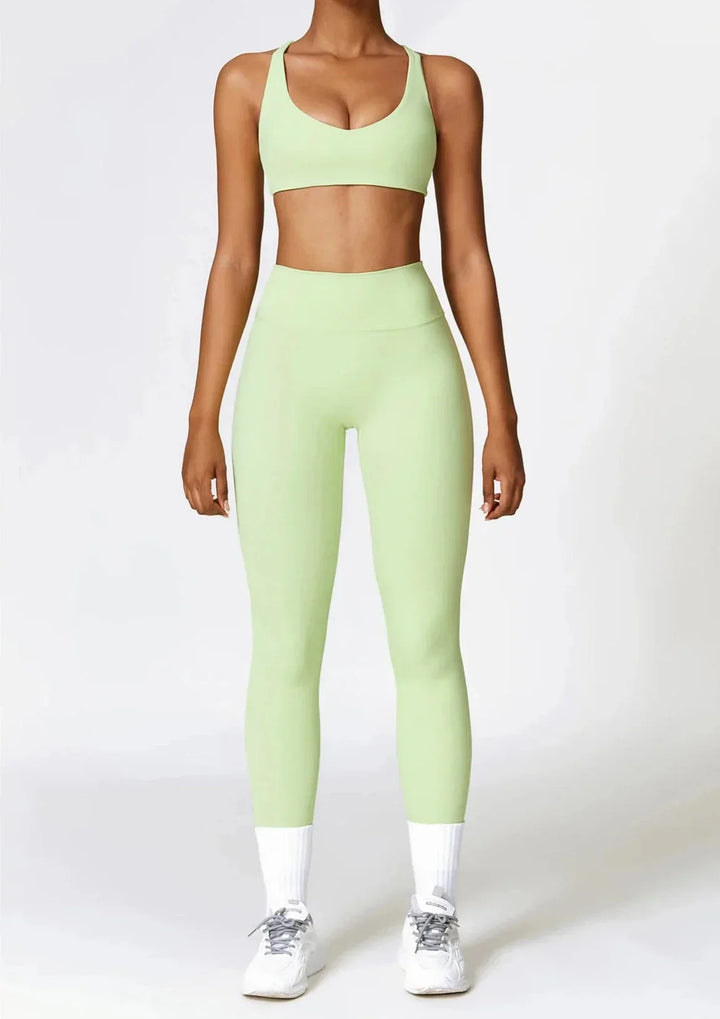 Enchanting Cross Back Activewear Set - Stylish Leggings & Top Combo