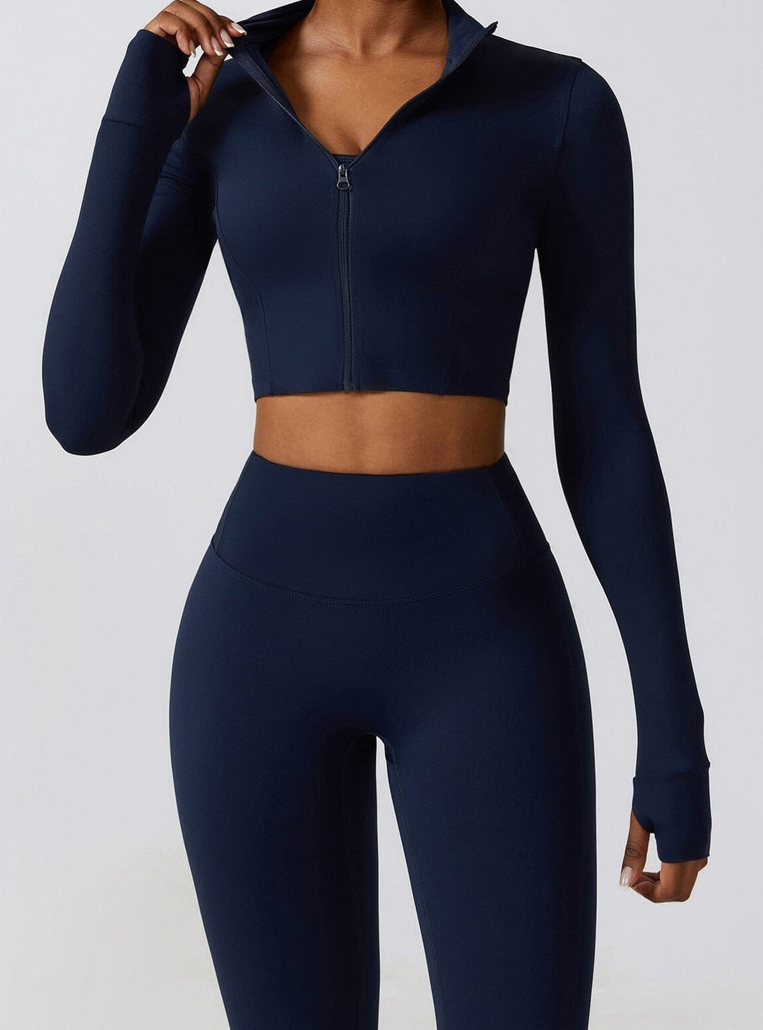 Chic Three-Piece Coat Ensemble - Stylish Leggings & Top Combo