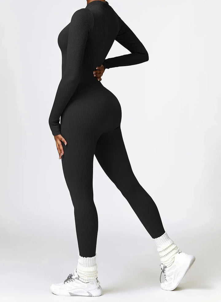 Serenity Blend Ribbed Zip-Up Jumpsuit