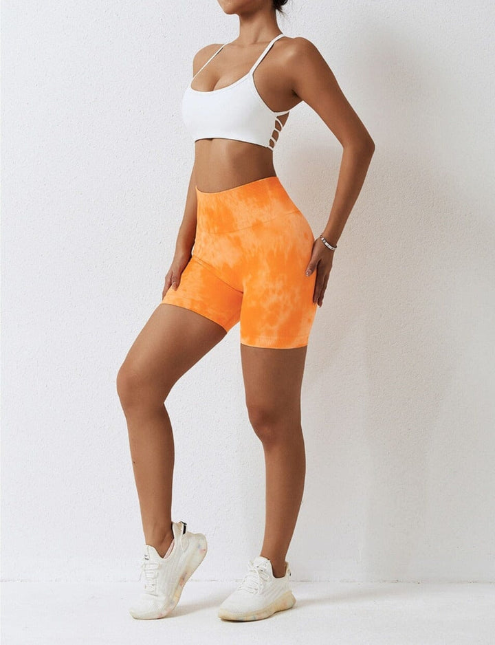 Vibrant Splash-Dyed Seamless Active Shorts