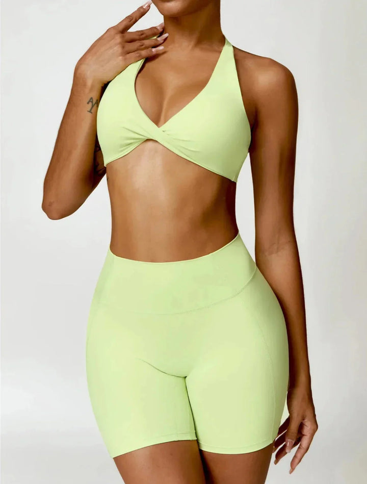 Chic Elegance Yoga Ensemble - Stylish Shorts and Top Set