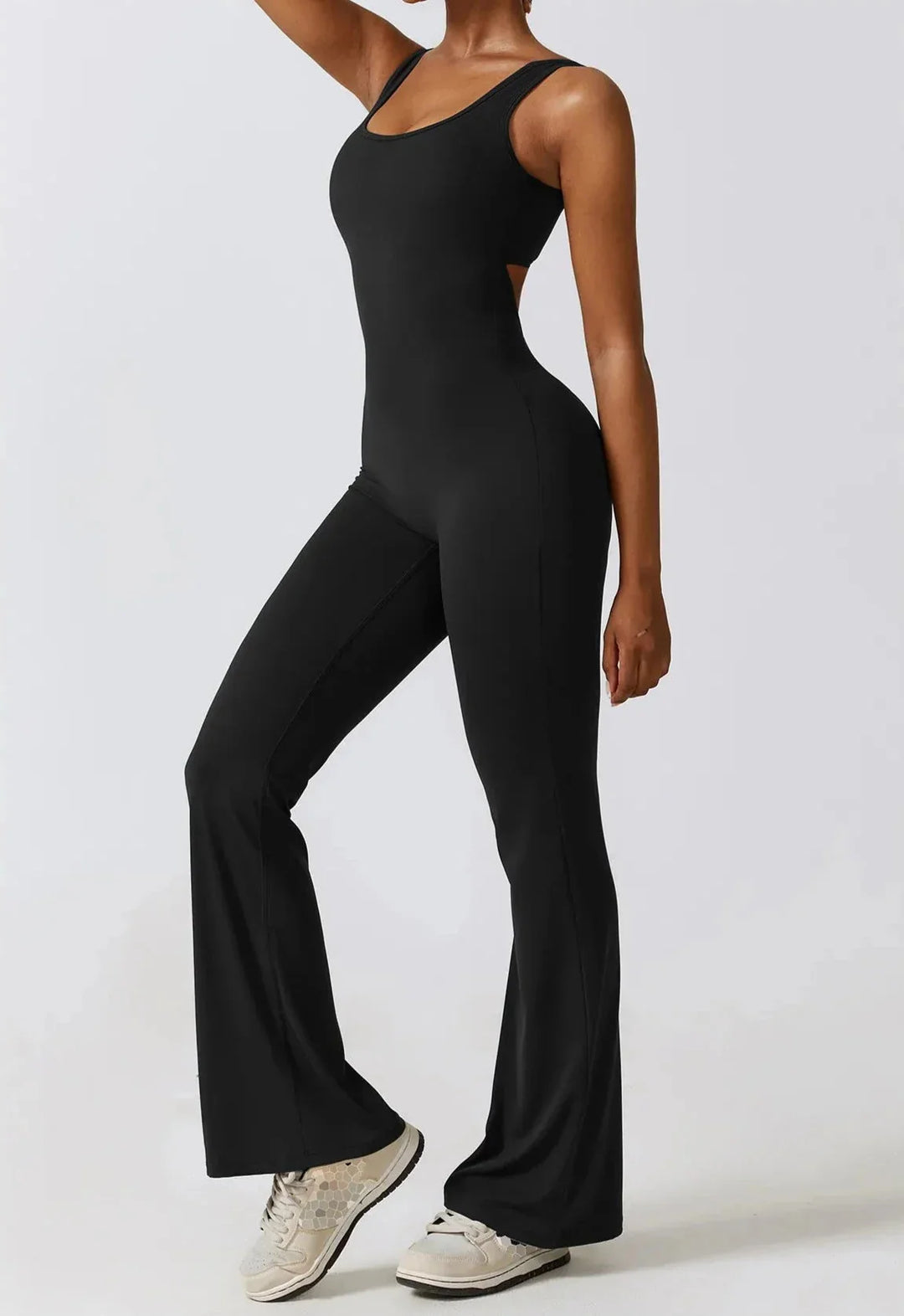 Elegant Hollow Back Jumpsuit with Stunning Imprint Design