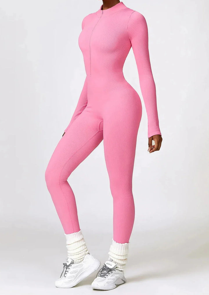 Serenity Blend Ribbed Zip-Up Jumpsuit