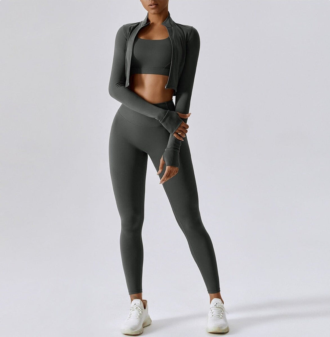 Ultimate Power Scrunch Set - Stylish Leggings, Chic Top & Trendy Jacket