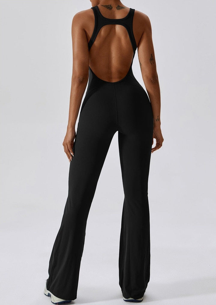 Chic Flared Backless Bodysuit for Effortless Style