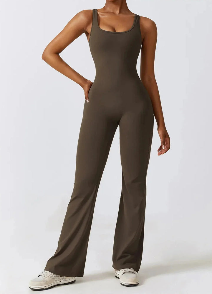 Elegant Hollow Back Jumpsuit with Stunning Imprint Design