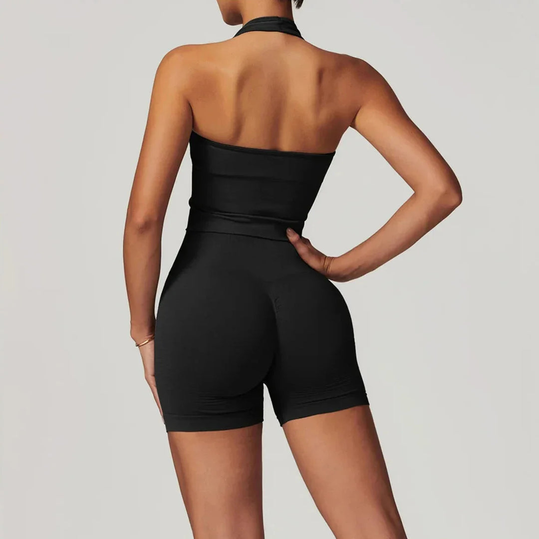 Elevate Your Workout with the Momentum Seamless V-line Gym Set - Includes Stylish Shorts and Top!