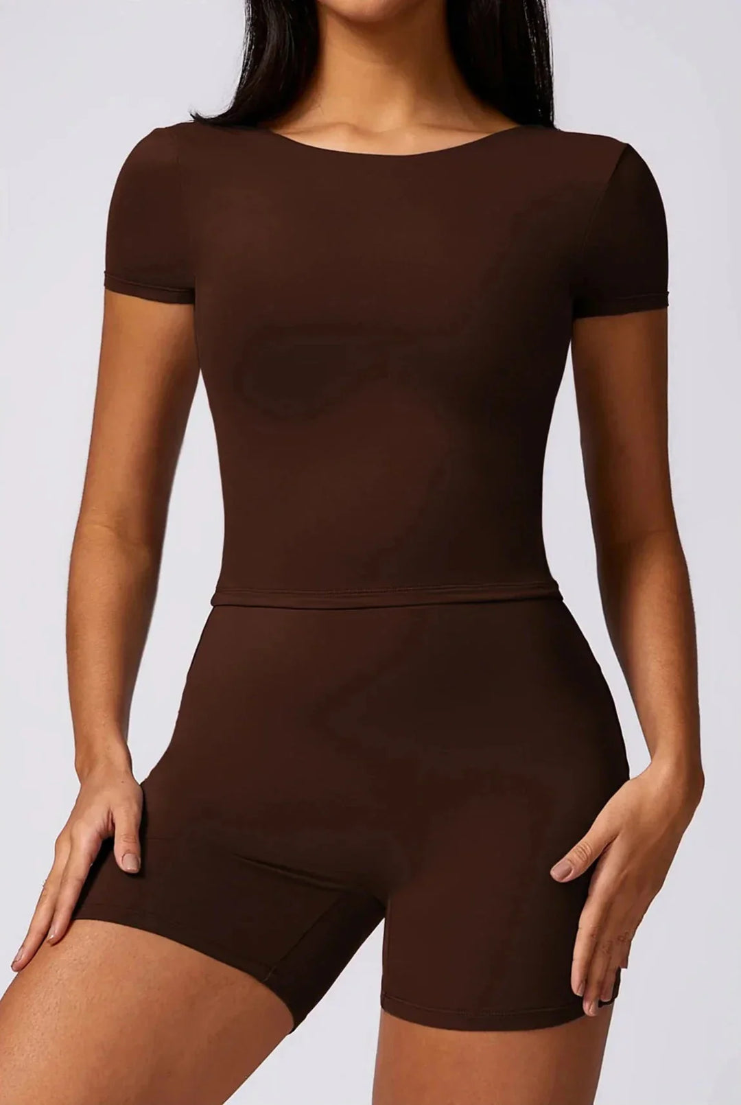 Foxy Backless Workout Duo - Stylish Top & Shorts Set