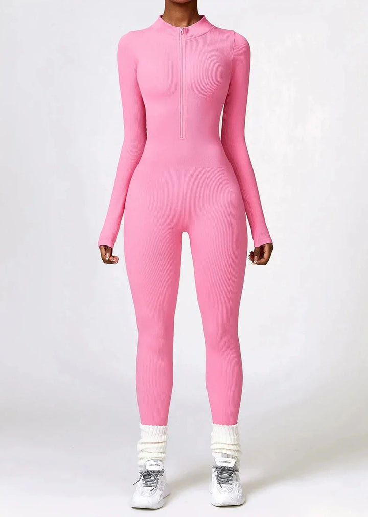 Serenity Blend Ribbed Zip-Up Jumpsuit