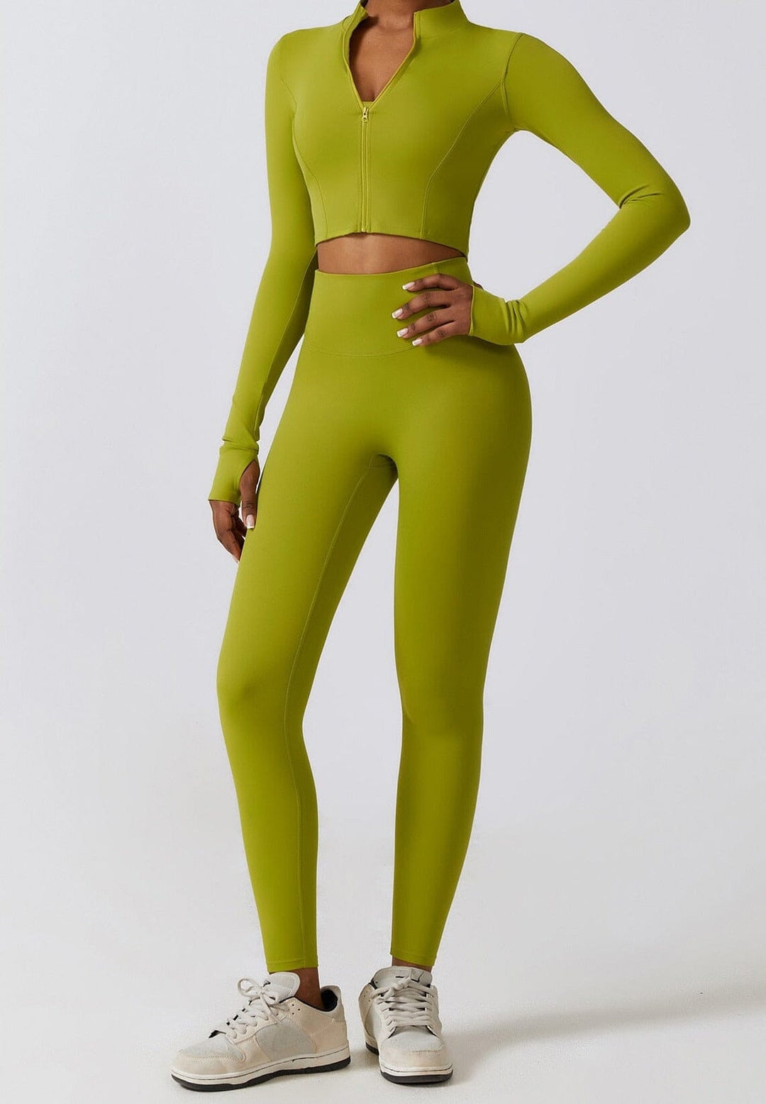Chic Three-Piece Coat Ensemble - Stylish Leggings & Top Combo