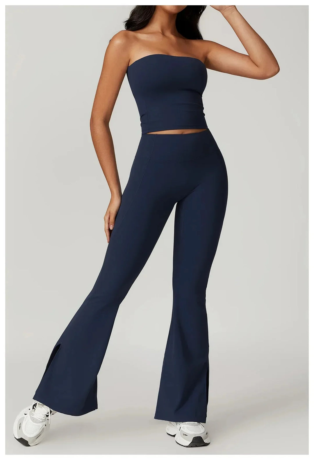Chic Backless & Flared Performance Ensemble - Leggings & Top Combo