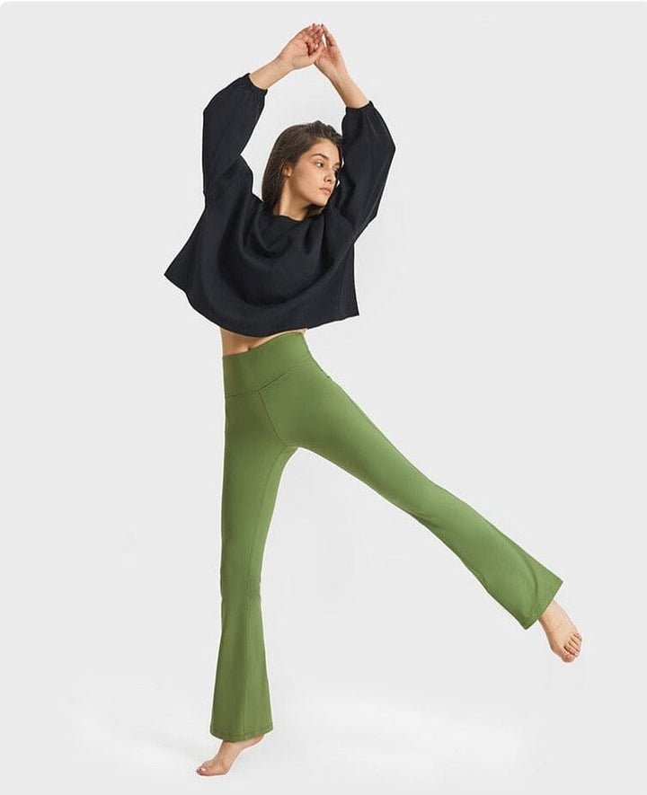 Chic Jade Bell-Bottom Trousers for Effortless Style