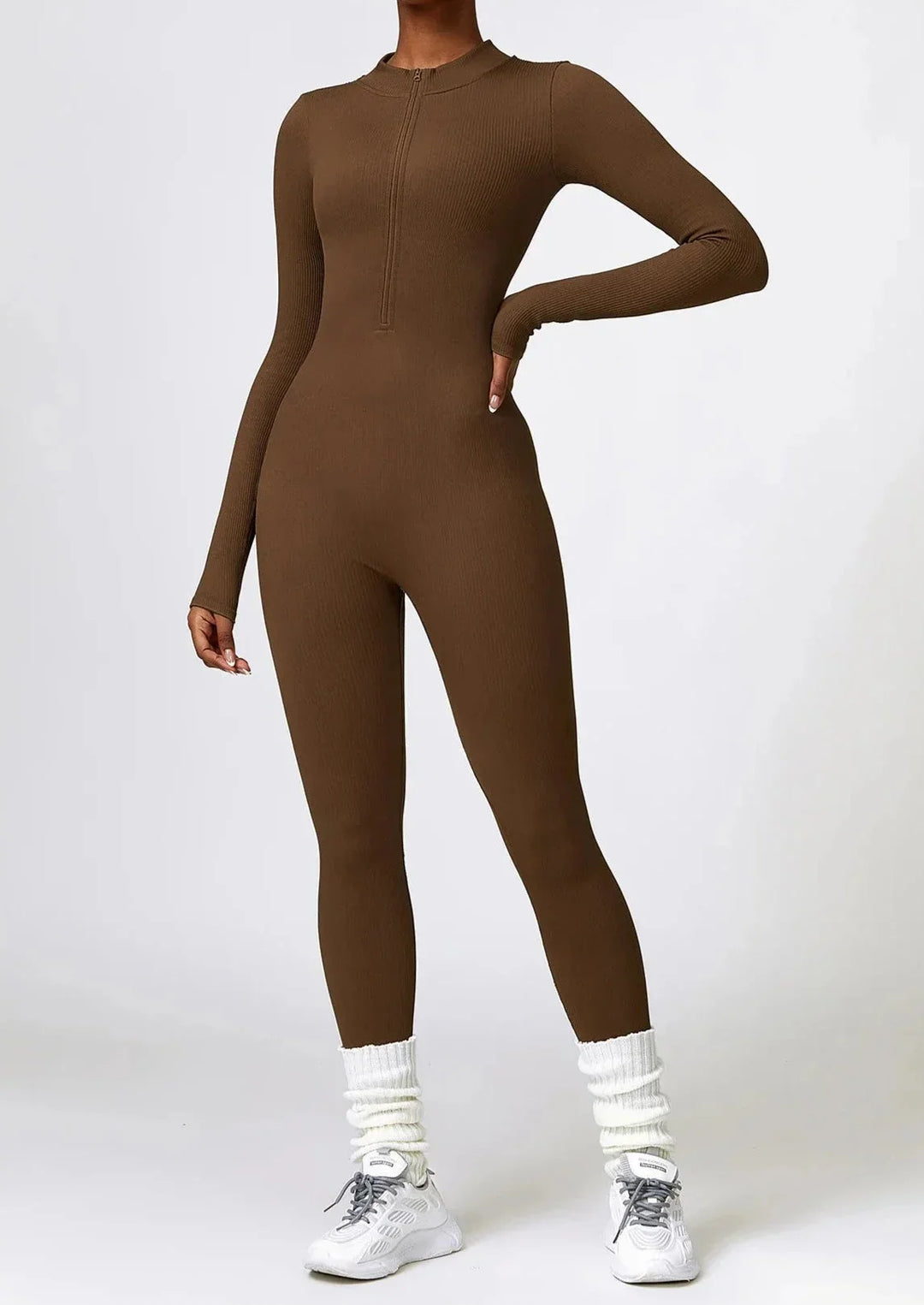 Serenity Blend Ribbed Zip-Up Jumpsuit