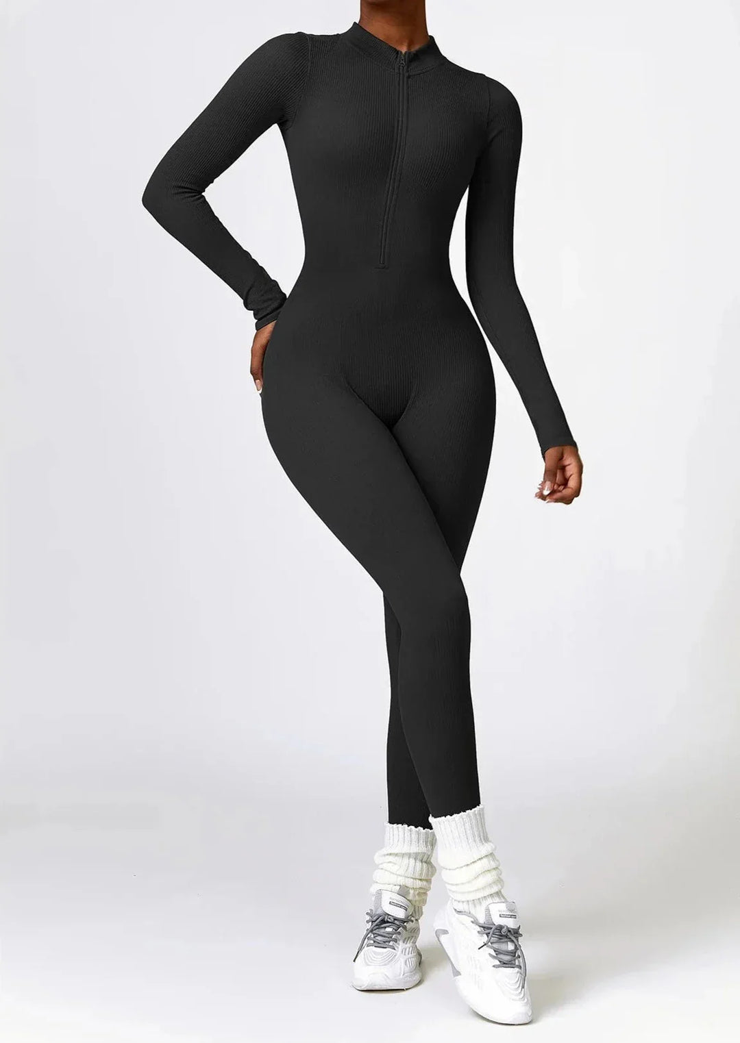 Serenity Blend Ribbed Zip-Up Jumpsuit