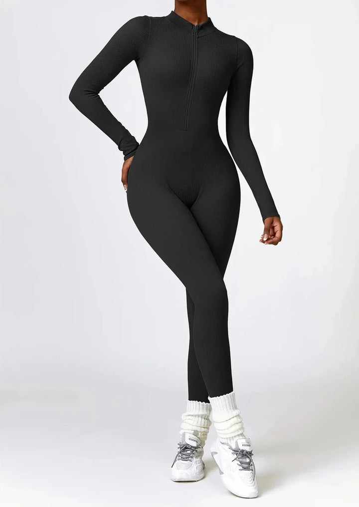 Serenity Blend Ribbed Zip-Up Jumpsuit