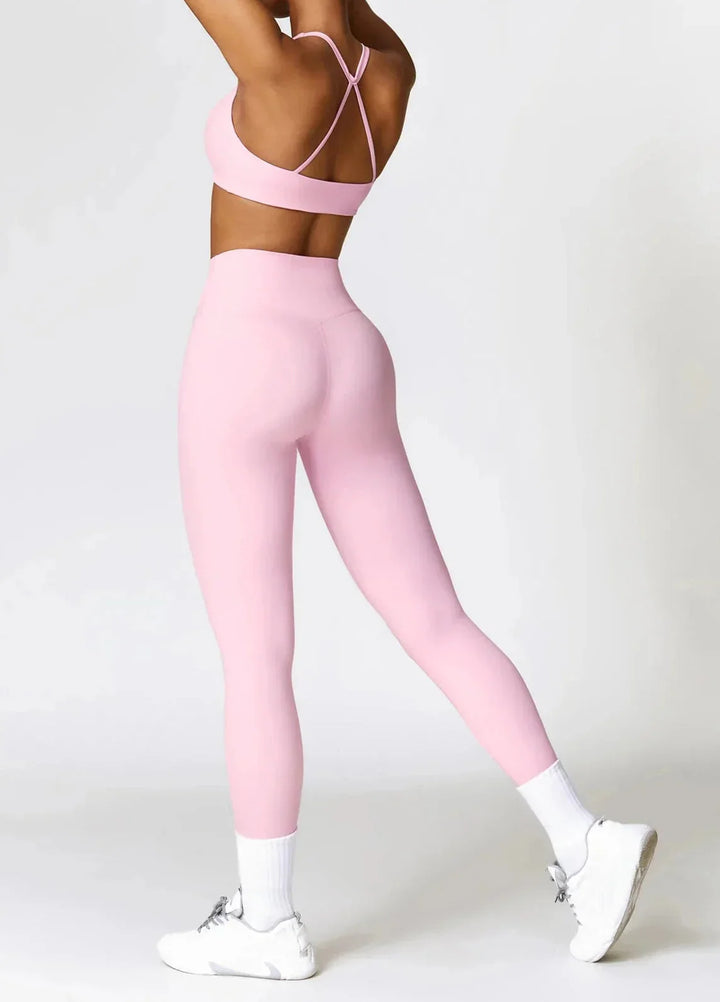 Enchanting Cross Back Activewear Set - Stylish Leggings & Top Combo