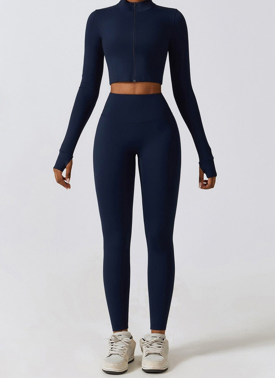 Chic Three-Piece Coat Ensemble - Stylish Leggings & Top Combo