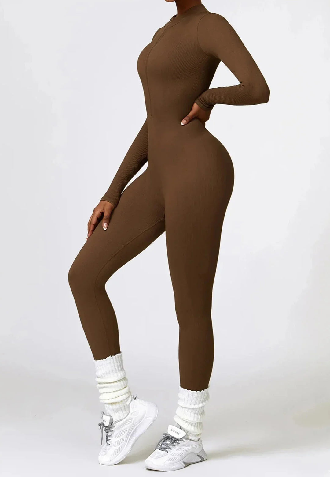 Serenity Blend Ribbed Zip-Up Jumpsuit